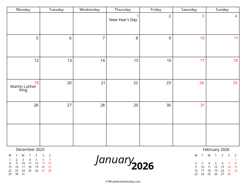 January Monday Start