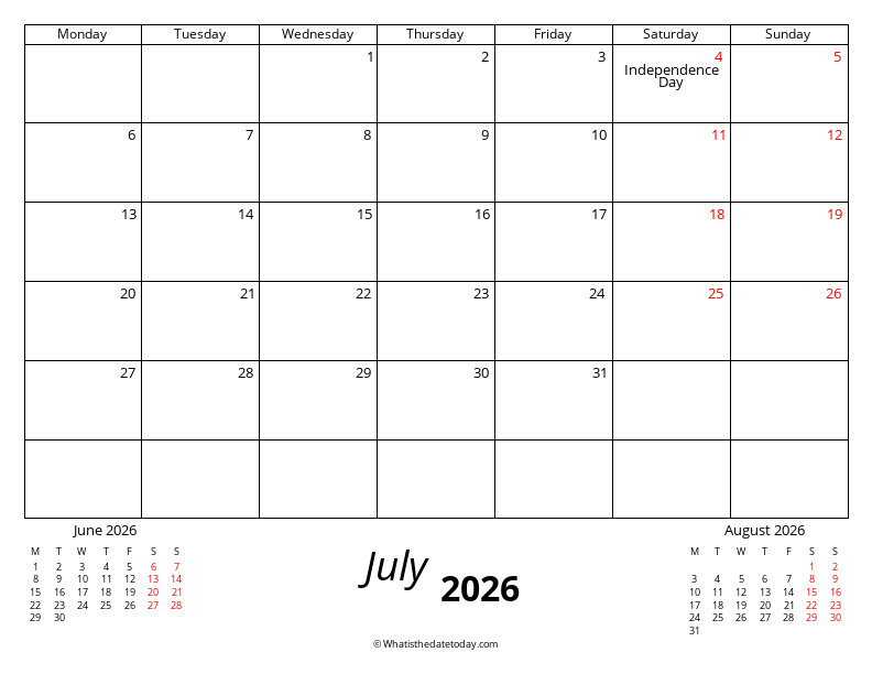 July Monday Start