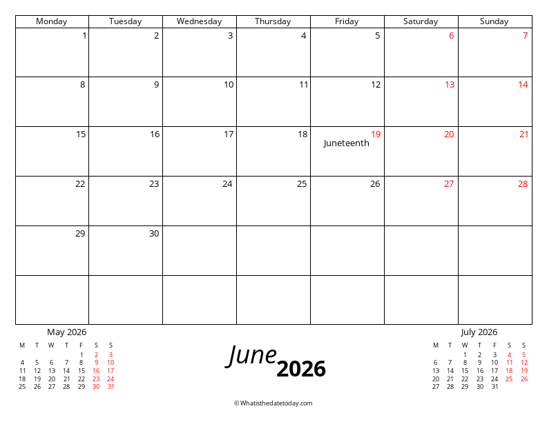 June Monday Start