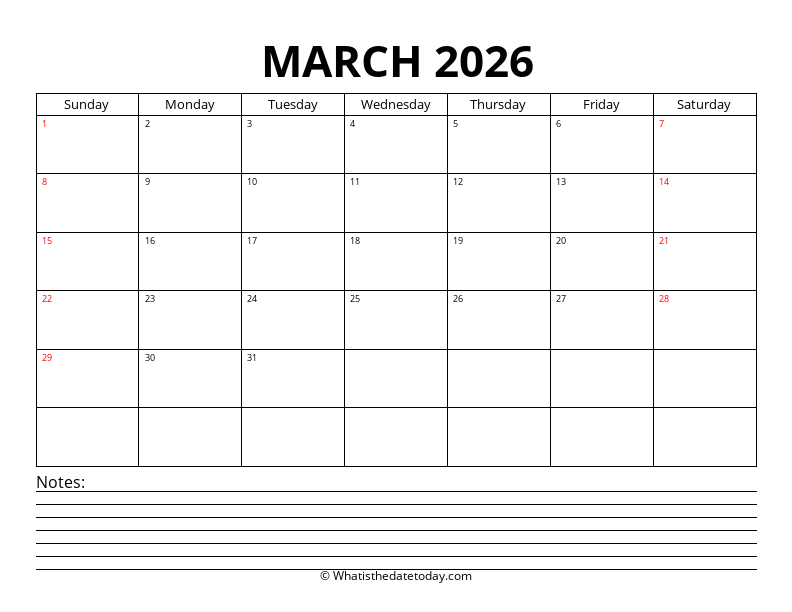 March With Notes Section