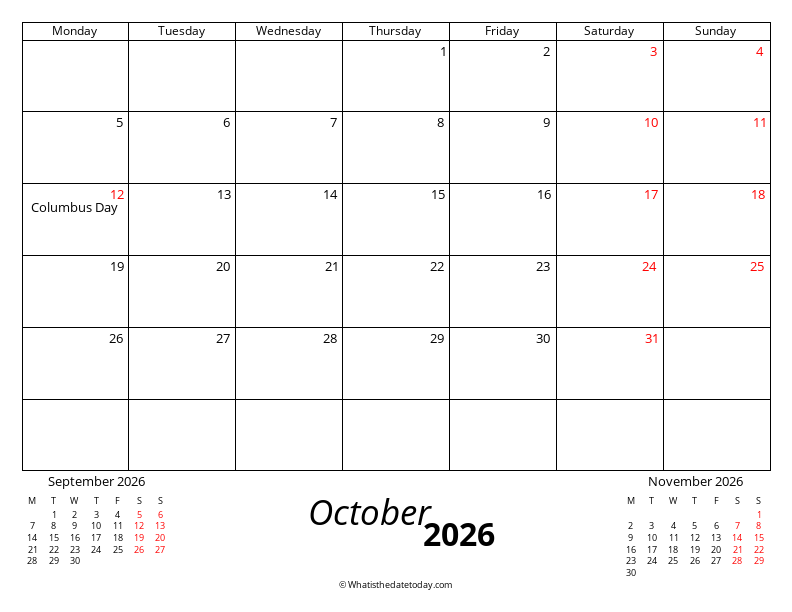 October Monday Start