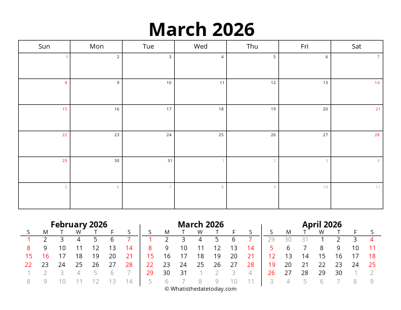 Printable March With holidays