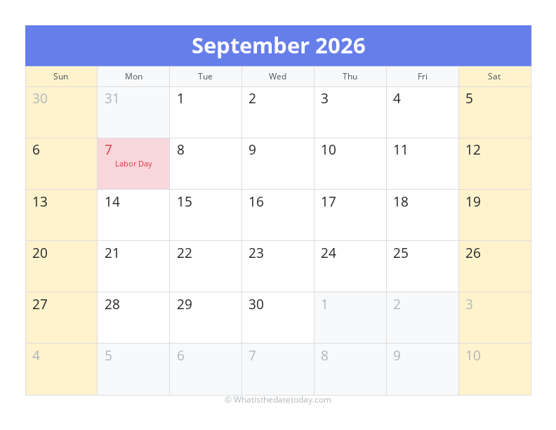 September 2026 Calendar