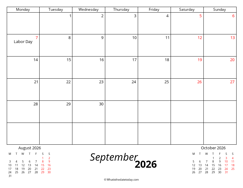September Monday Start